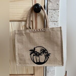 Custom lg burlap beach, grocery tote, Easter basket 15.3 × 12.2 x 5.9 -#3